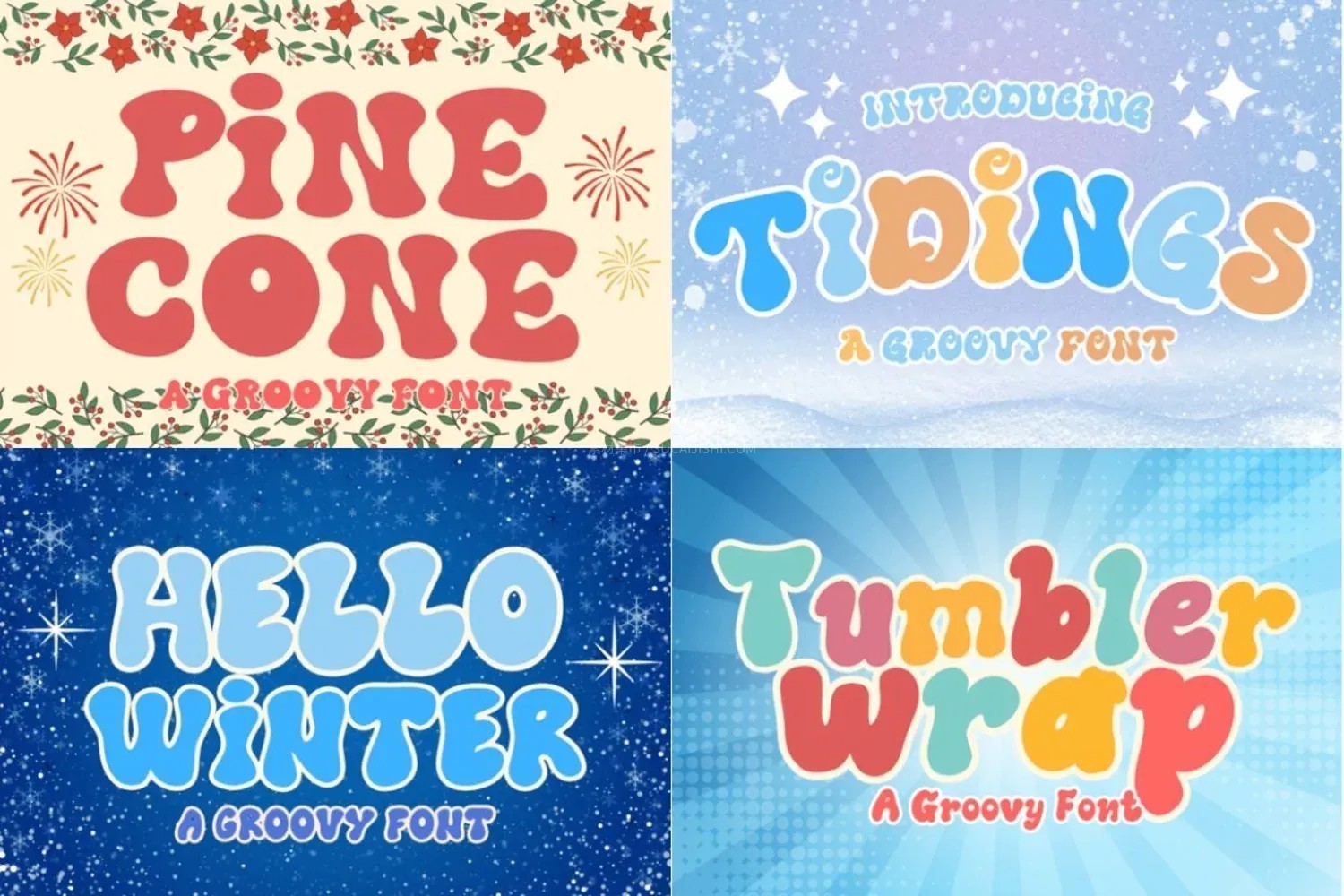 44款可爱迷幻复古英文艺术字体合集